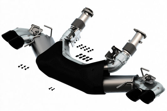 Borla 140838BC 2020 Chevrolet Corvette C8 6.2L S-Type Exhaust System Dual Round Rolled A/C Black Chrome Tips