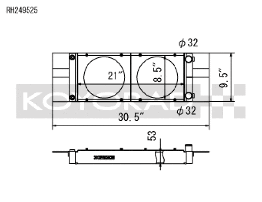 Koyo RH249525 Honda Universal Pocket Radiator