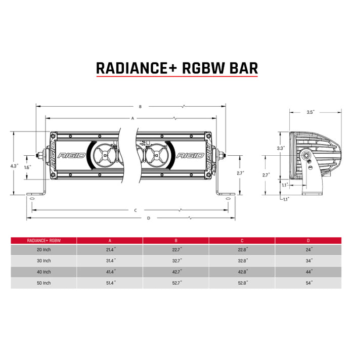 Rigid Industries 220053 Radiance+ 20in. RGBW Light Bar