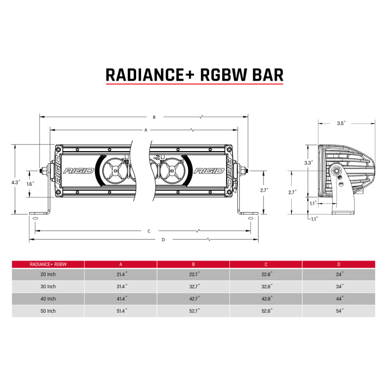 Rigid Industries 230053 Radiance+ 30in. RGBW Light Bar