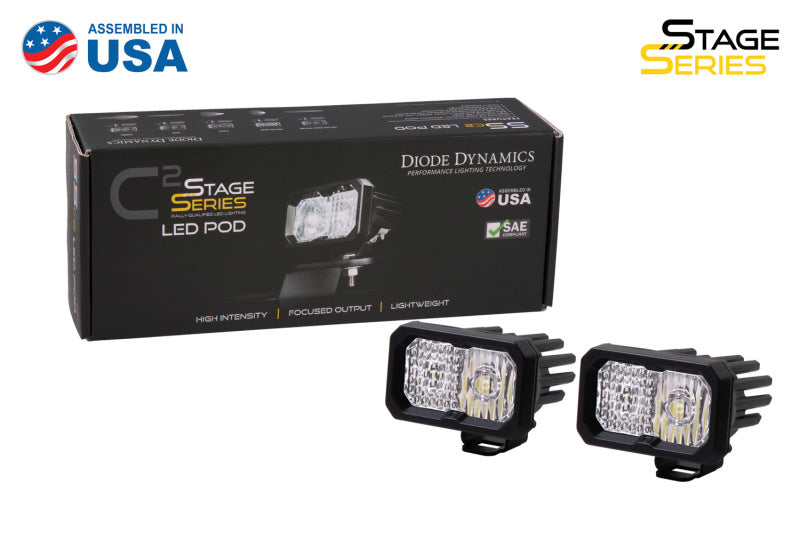 Diode Dynamics DD6388P Stage Series 2 In LED Pod Sport - White Combo Standard ABL (Pair)