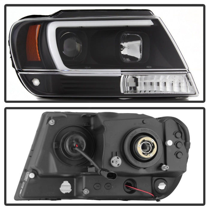 SPYDER 5085221 Spyder 99-04 Jeep Grand Cherokee Projector Headlights - Light Bar DRL LED - Black