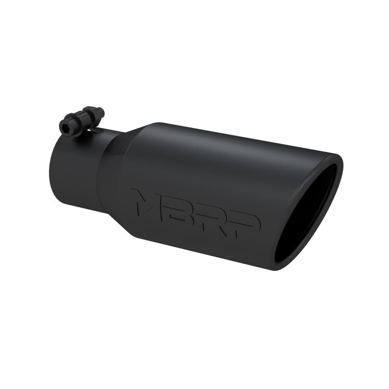 MBRP T5157BLK Universal Angled Rolled End Tip 4in OD / 2-3/4in Inlet / 10in Length - Black