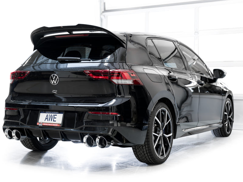 AWE Tuning 3020-42658 AWE MK8 Volkswagen Golf R 3in Track Edition Quad Exhaust - Chrome Silver Tips
