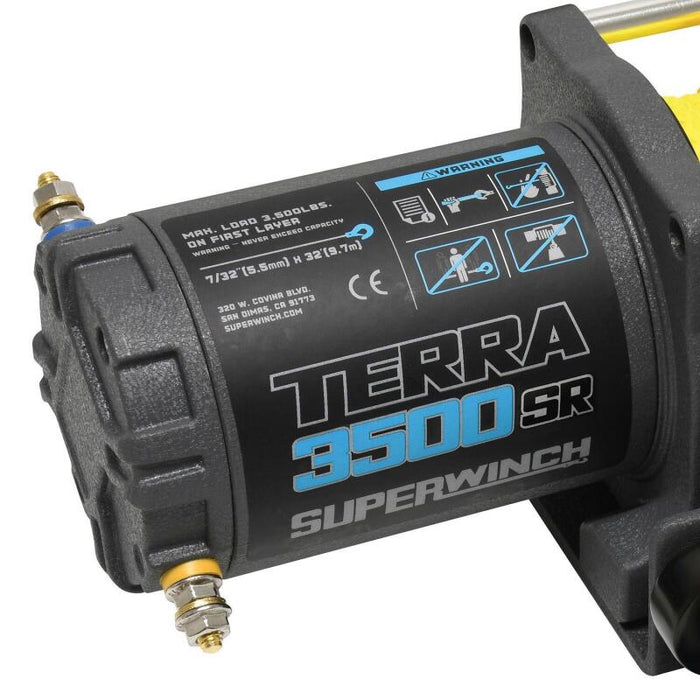 Superwinch 1135270 3500 LBS 12V DC 7/32in x 32ft Synthetic Rope Terra 3500SR Winch - Gray Wrinkle