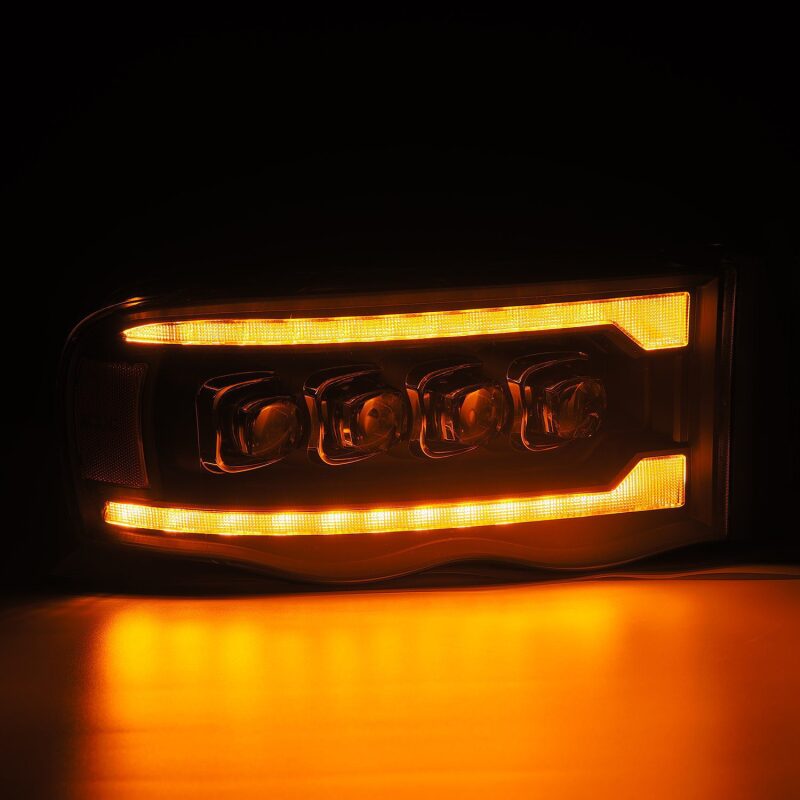 AlphaRex 880564 02-05 Dodge RAM 1500 NOVA LED Proj Headlights Plank Style Blk w/Activ Light/Seq Signal