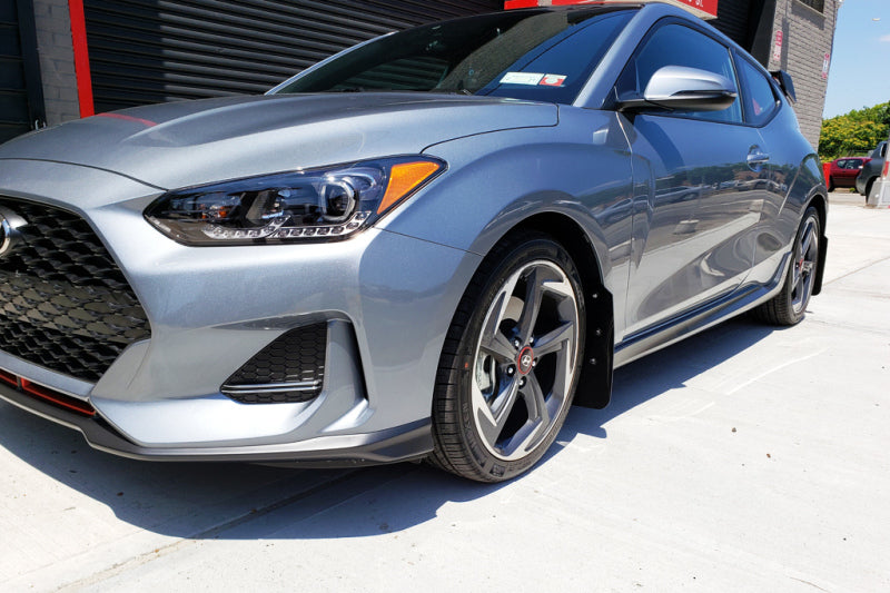 Rally Armor MF58-UR-BLK/DGRY 19-21 Hyundai Veloster Turbo/2.0/R-Spec Black UR Mud Flap w/Dark Grey Logo
