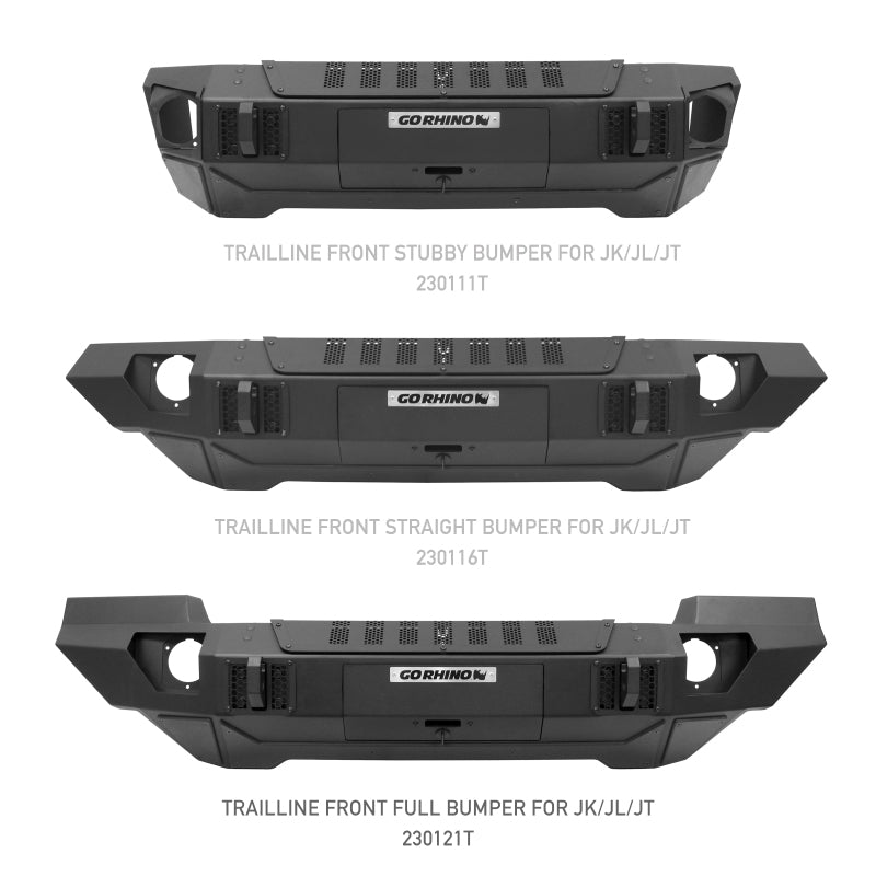 Go Rhino 230121T 07-20 Jeep Wrangler JL/JLU/JK/JKU/Gladiator JT Trailline Front Full Width Bumper