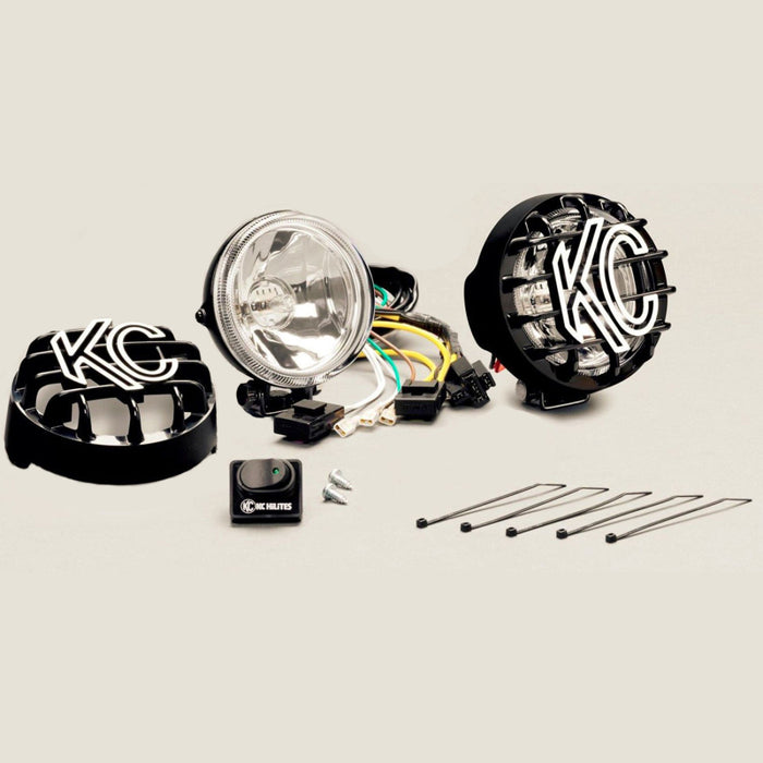 KC HiLiTES 490 Rally 400 4in. Round Halogen Light 55w Spread Beam (Pair Pack System) - Black