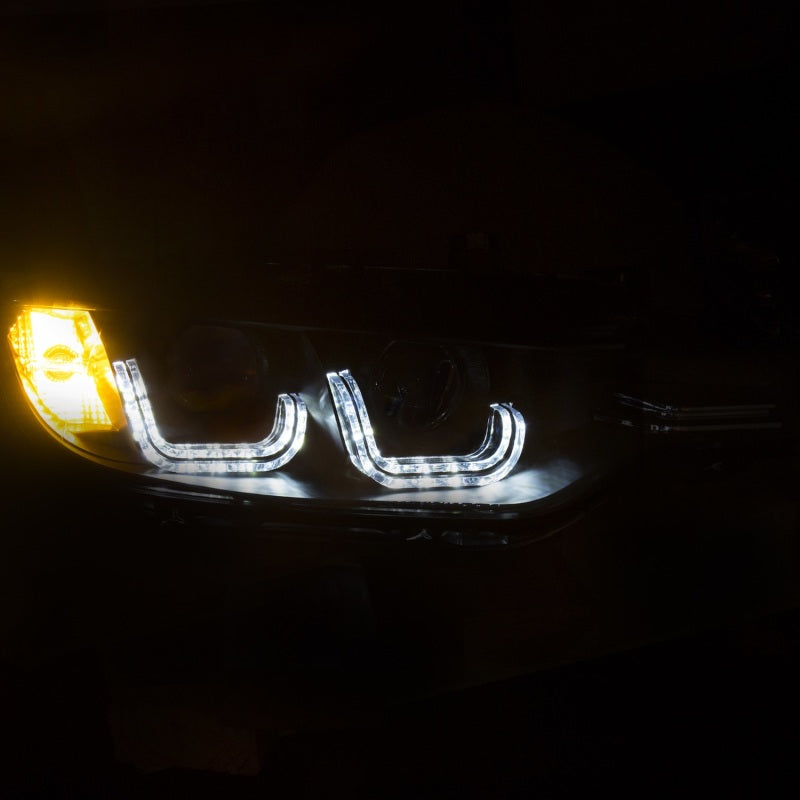 ANZO 121506 2012-2015 BMW 3 Series Projector Headlights w/ U-Bar Black (HID Compatible)