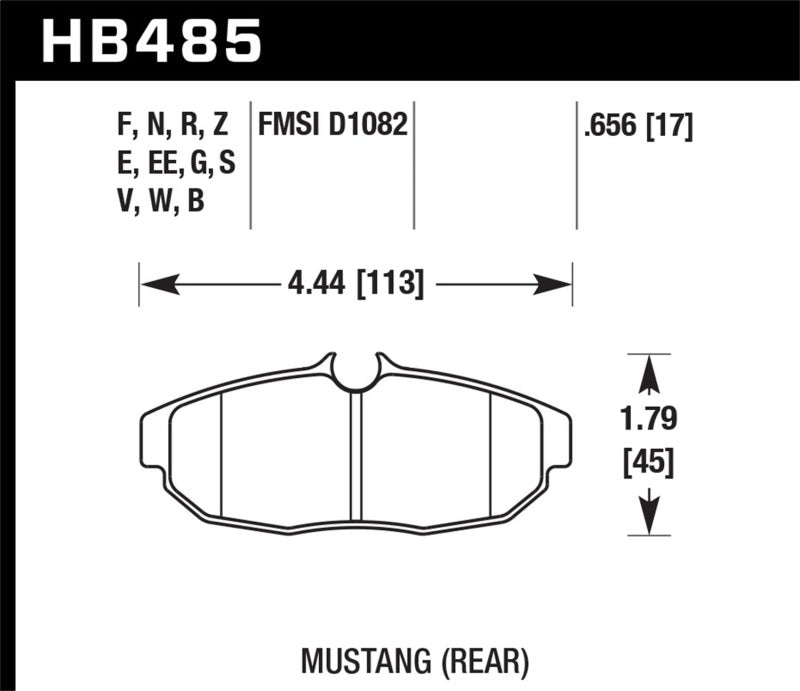 Hawk Performance HB485F.656 Hawk 05-07 Ford Mustang GT & V6 HPS Street Rear Brake Pads