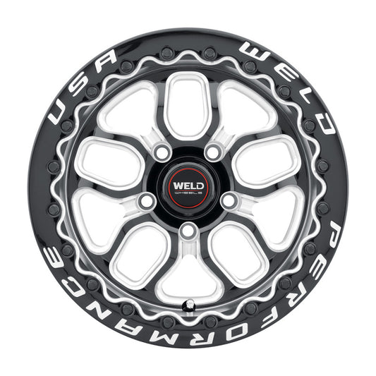Weld S907B0022P46 Racing 15x10 Laguna Bead Lock 5x120 ET46 BS7.25 Gloss BLK MIL DIA 78.1