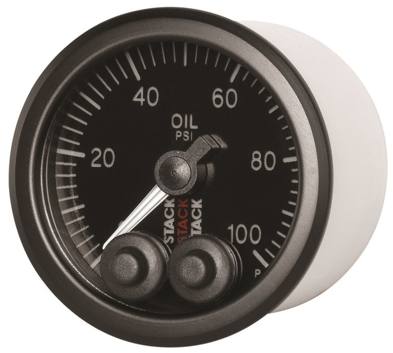 AutoMeter ST3502 Autometer Stack Instruments Pro Control 52mm 0-100 PSI Oil Pressure Gauge - Black (1/8in NPTF Male)