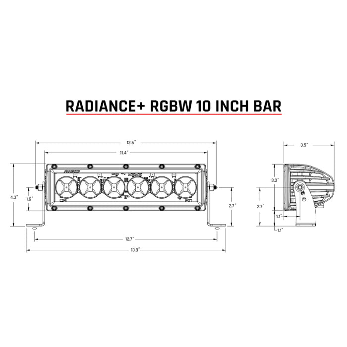 Rigid Industries 210053 Radiance+ 10in. RGBW Light Bar