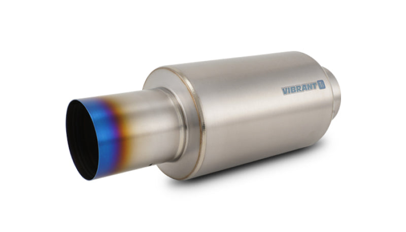 Vibrant 17566 Titanium Muffler w/Straight Cut Burnt Tip 4in Inlet / 4in Outlet