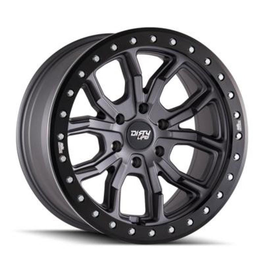Dirty Life 9303-7973MGT12 9303 DT-1 17x9/5x127 BP/-12mm Offset/78.1mm Hub Matte Gunmetal Wheel - Simulated Rashring