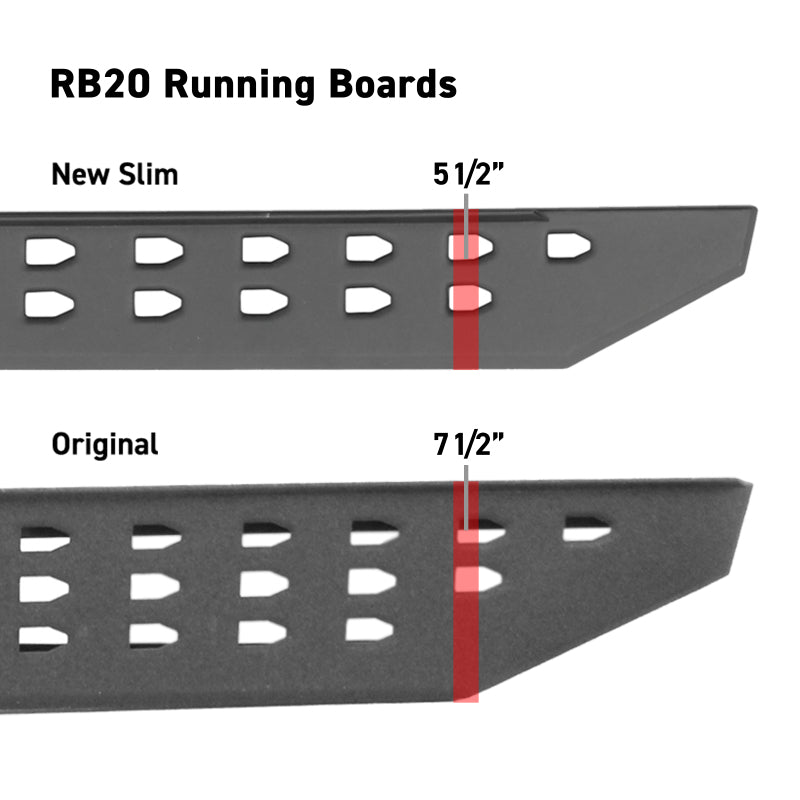 Go Rhino 69443687ST 2022 Toyota Tundra Crew Max RB20 Slim Running Board + Brackets - Bedliner Coating