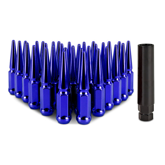 Mishimoto MMLG-SP1415-32BL Steel Spiked Lug Nuts M14 x 1.5 32pc Set Blue