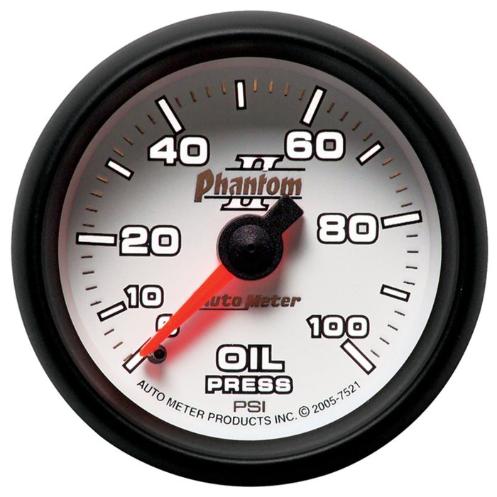 AutoMeter 7521 Autometer Phantom II 52.4mm Mechanical 0-100psi Oil Pressure Gauge