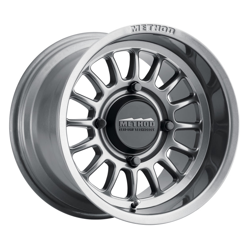 Method Wheels MR41157047843 Method MR411 Bead Grip 15x7 / 4+3/13mm Offset / 4x136 / 106.25mm CB Gloss Titanium Wheel