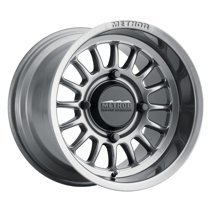 Method Wheels MR41157047852 Method MR411 Bead Grip 15x7 / 5+2/38mm Offset / 4x136 / 106.25mm CB Gloss Titanium Wheel