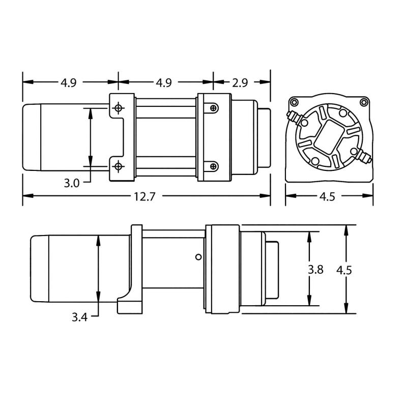 Superwinch 1125260 2500 LBS 12V DC 3/16in x 40ft Steel Rope Terra 2500 Winch - Gray Wrinkle