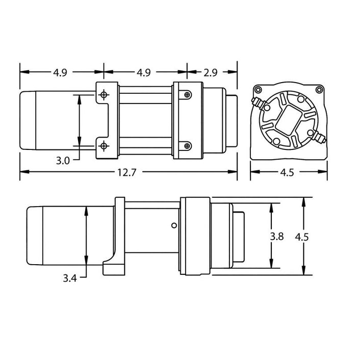 Superwinch 1125260 2500 LBS 12V DC 3/16in x 40ft Steel Rope Terra 2500 Winch - Gray Wrinkle