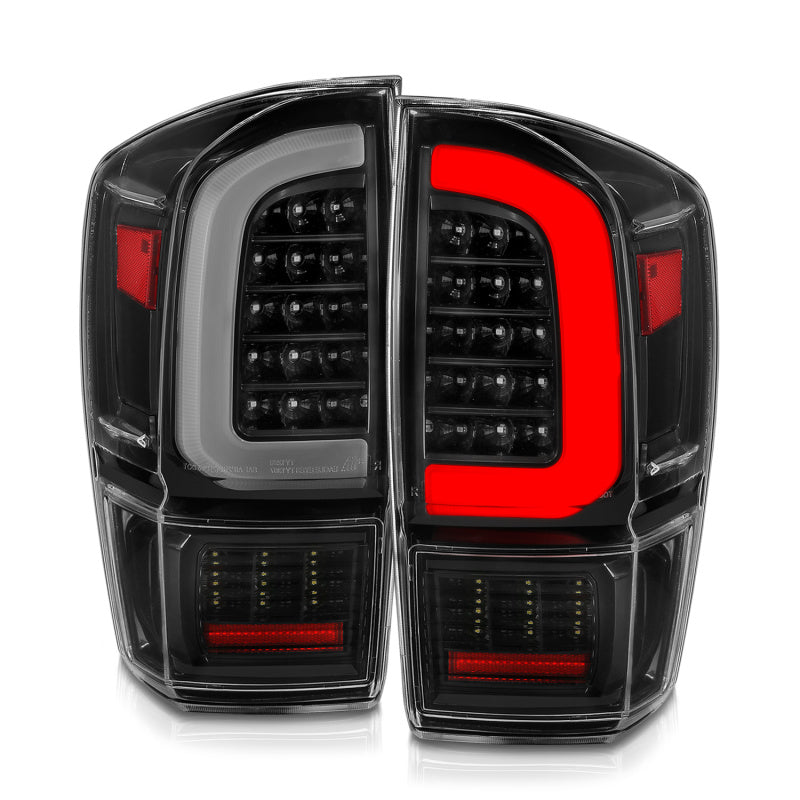 ANZO 311400 16-21 Toyota Tacoma LED Tail Lights - w/ Light Bar Sequential Black Housing & Clear Lens