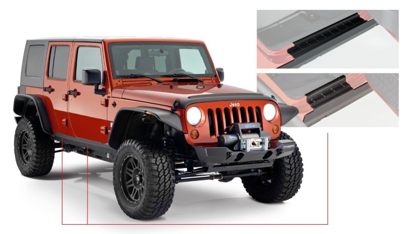 Bushwacker 14012 07-18 Jeep Wrangler Unlimited Trail Armor Rocker Panel and Sill Plate Cover - Black