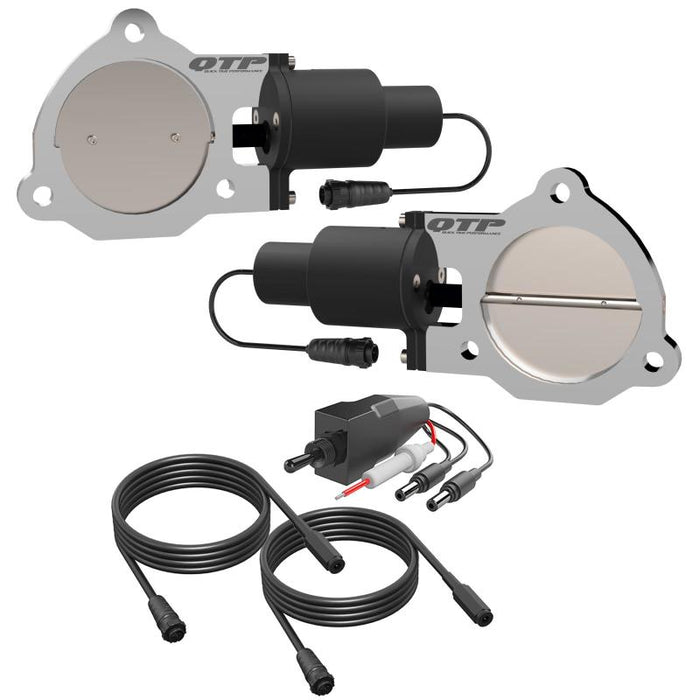 QTP QTEC70 3.5in Bolt-On QTEC Dual Electric Cutout Valves - Pair