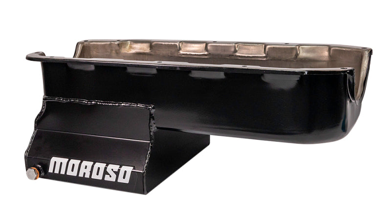 Moroso 20195 Pre-85 Chevrolet Small Block (w/Driver Side Dipstick) Wet Sump 7qt 8.25in Steel Oil Pan - Blk