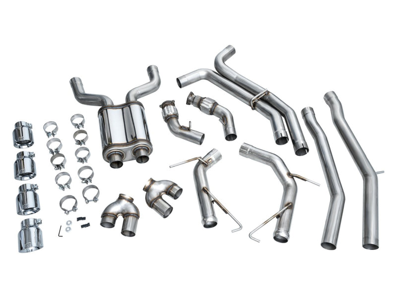 AWE Tuning 3020-42101 19-23 Audi C8 S6/S7 2.9T V6 AWD Track Edition Exhaust - Chrome Silver Tips
