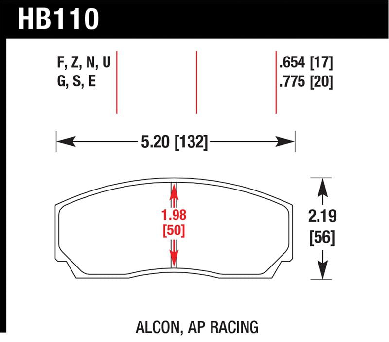 Hawk Performance HB110U.654 Hawk AP CP3307 / CP5040 / CP5200 Caliper DTC-70 Race Brake Pads