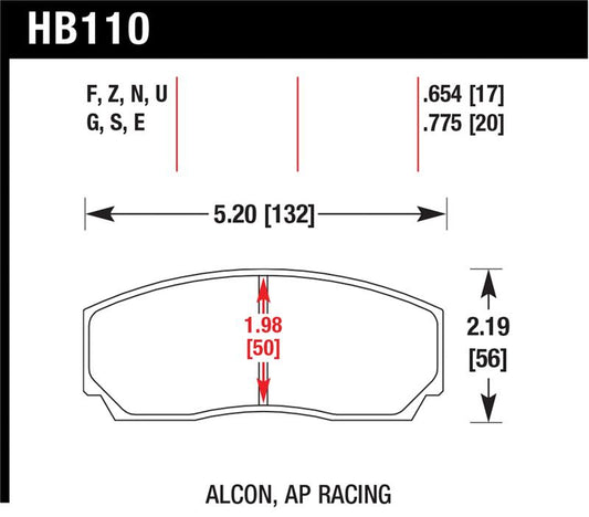 Hawk Performance HB110U.654 Hawk AP CP3307 / CP5040 / CP5200 Caliper DTC-70 Race Brake Pads