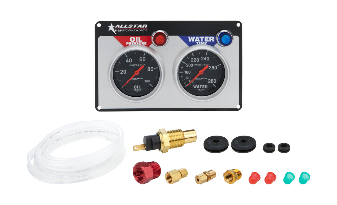 Allstar Performance ALL80110 2 Gauge Panel A/M OP/WT Sport-Comp