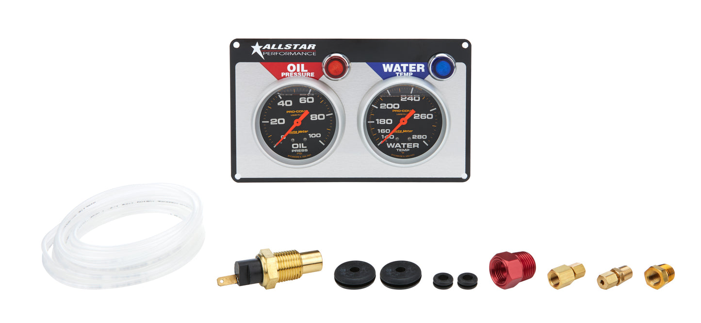 Allstar Performance ALL80120 2 Gauge Panel A/M OP/WT Liquid Filled