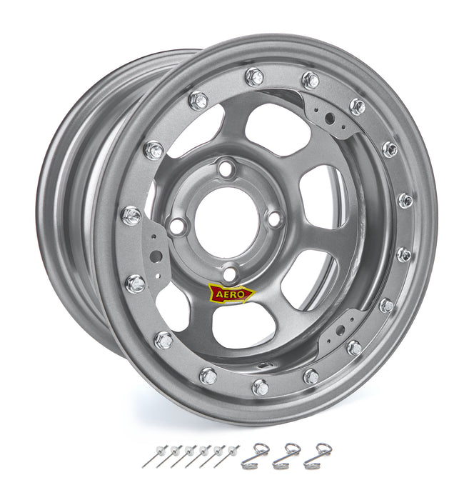 Aero Race Wheels ARW33-084520S 13x8 2in. 4.50 Silver Beadlock Wheel