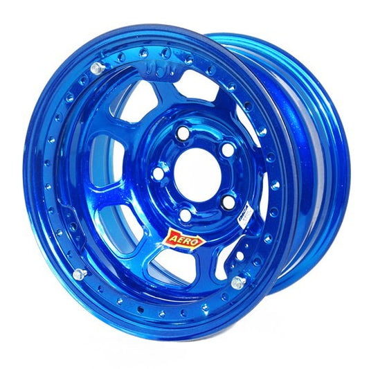 Aero Race Wheels ARW53-985030BLU 15x8 3in 5.00 Blue Chrome Beadlock Wheel