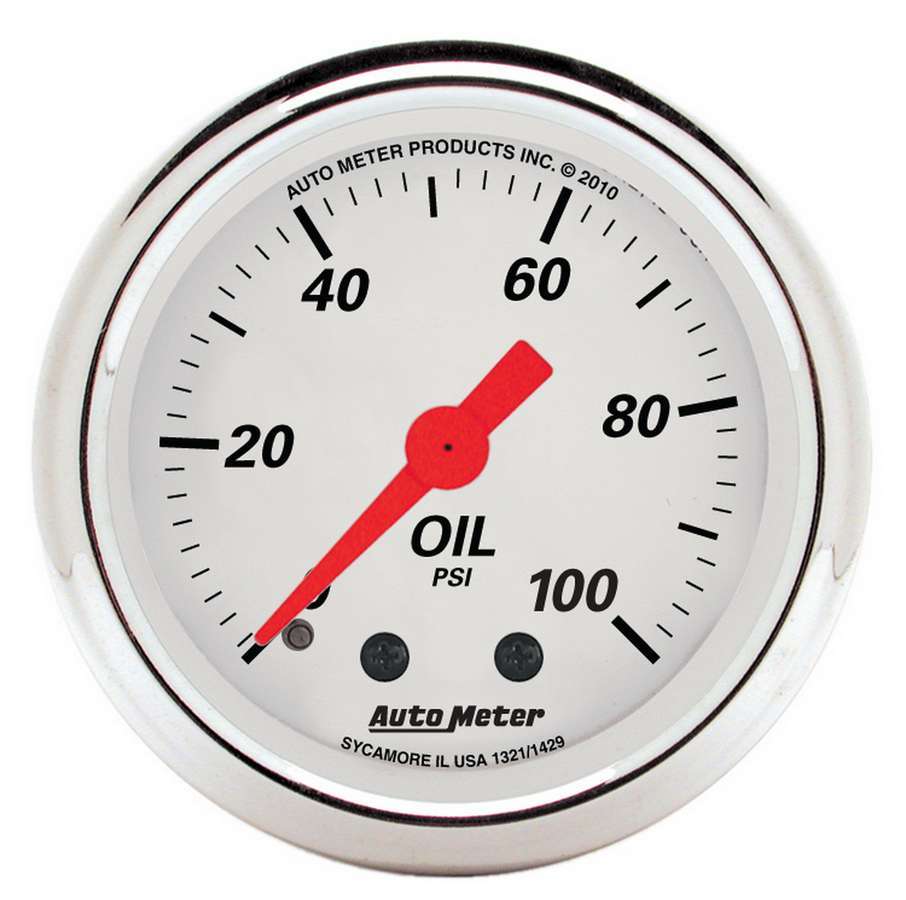 AutoMeter 1321 Gauge Oil Press 2-1/16in. 100PSI Mech Arctic White