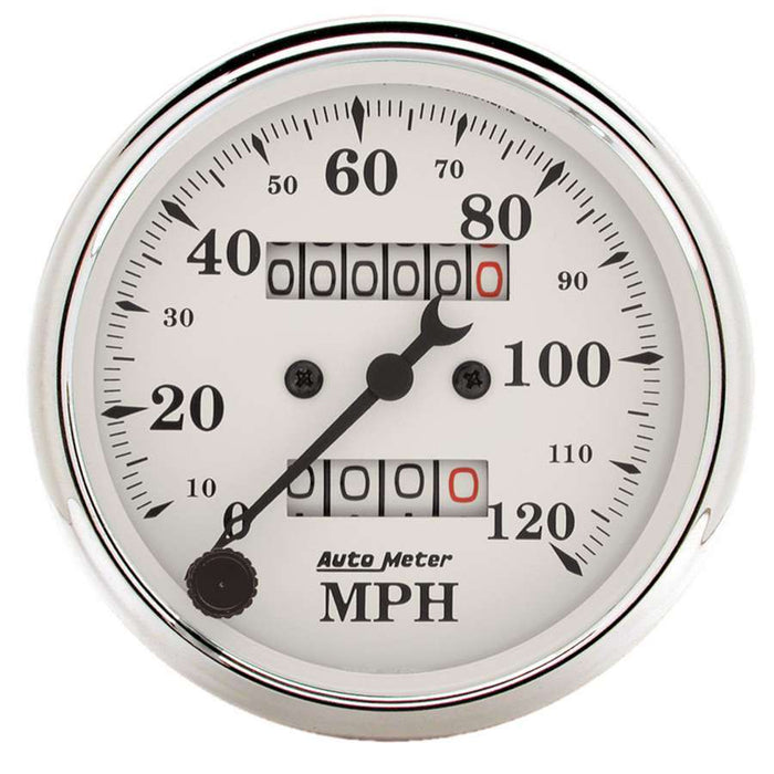 Autometer ATM1693 Old Tyme White 3 1/8in 120MPH Mech. Speedo