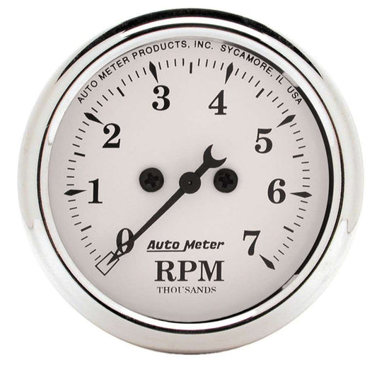 Autometer ATM1694 Old Tyme White 2 1/16in Tach 7000 RPM Elec.