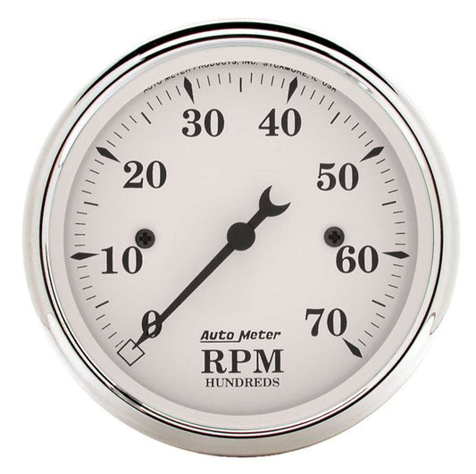 Autometer ATM1695 Old Tyme White 3 1/8in Tach 7000 RPM Elec.