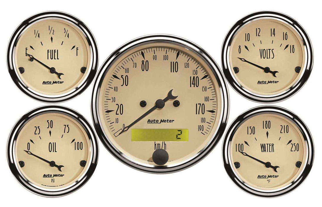 Autometer ATM1809-M A/B 5pc. Gauge Kit w/ Elec. Speedo - Metric