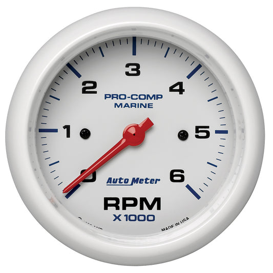 Autometer ATM200752 3-3/8 Tach 6000 RPM White Phantom Series