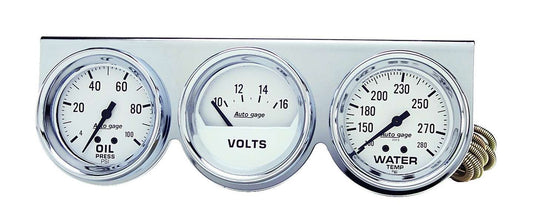 Autometer ATM2329 2-5/8in Oil/Volt/Water Chrome Console