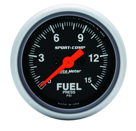 Autometer ATM3361 Sport Comp 2 1/16in Fuel 0-15 PSI Elec.