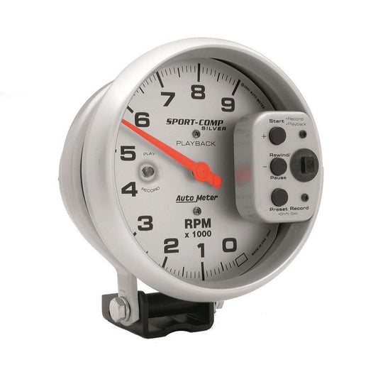 Autometer ATM3964 5in S/C Silver 9000 RPM Playback Tach