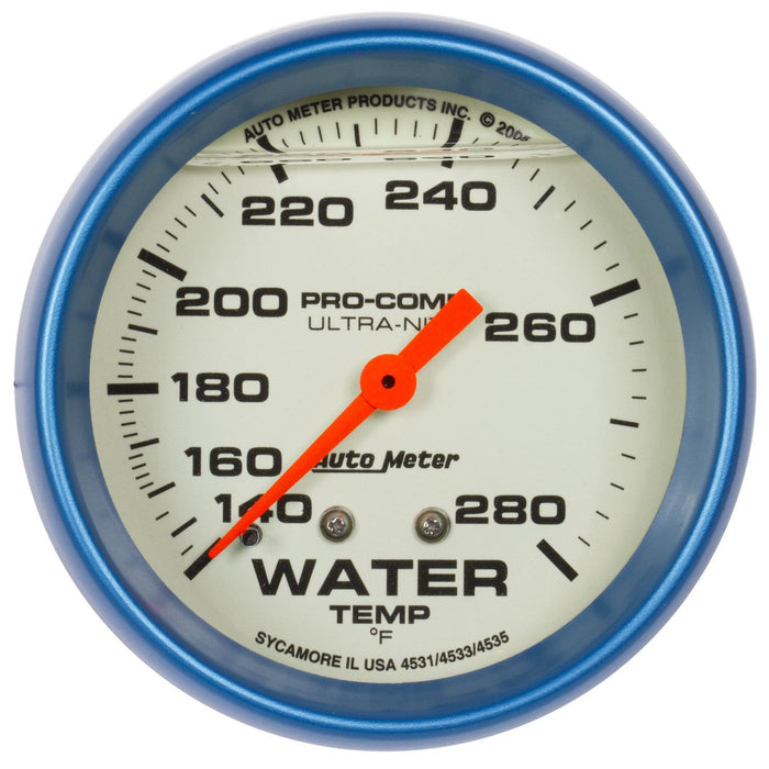 Autometer ATM4231 2-5/8 Ultra-Nite Water Temp Gauge 140-280