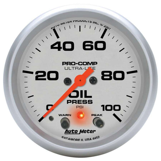 Autometer ATM4452 2-5/8in U/L Oil Pressure Gauge w/Peak & Warning