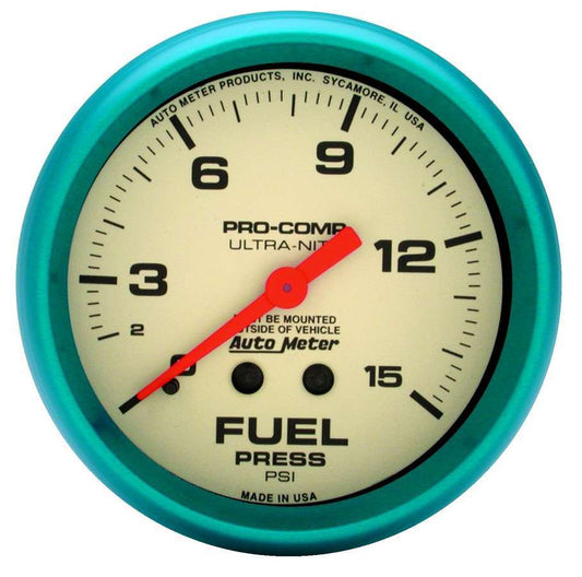 Autometer ATM4511 2-5/8 Ultra-Nite F/P Gauge 0-15psi
